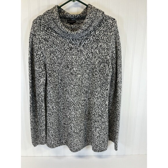 Dana Buchman Black/White‎ Cowl/Turtleneck Chunky Woven Long Sweater Sz Large - Picture 11 of 11